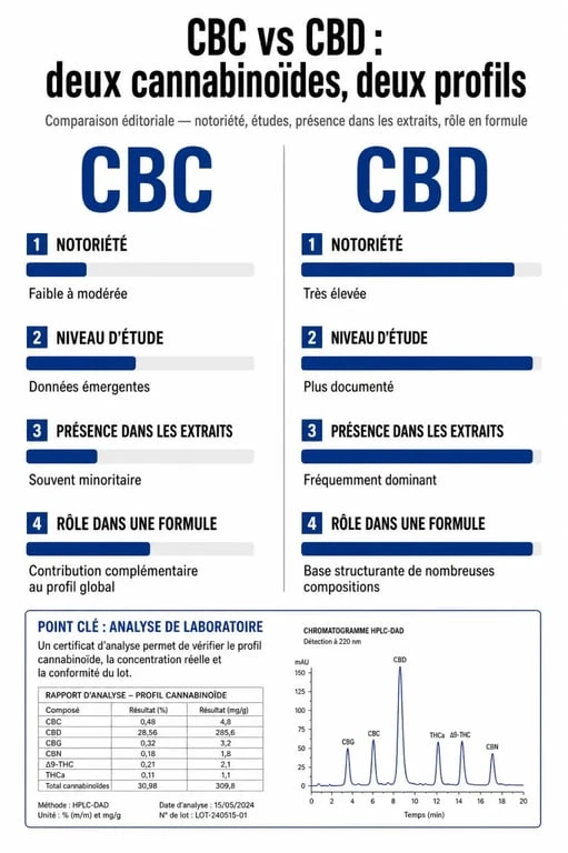 CBC CBD : graphique comparatif des différences entre les deux cannabinoïdes