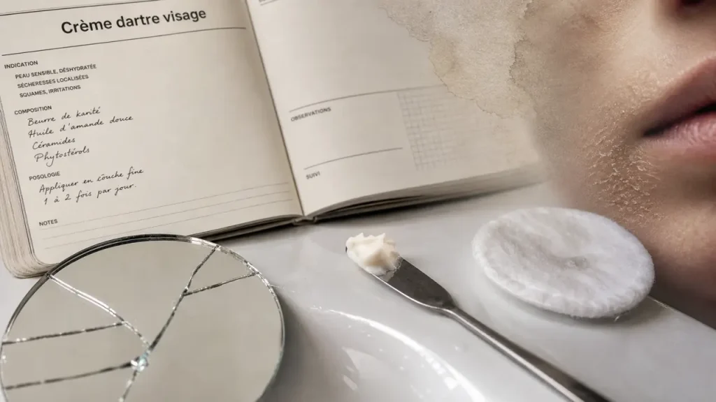 Crème pour dartre visage pour relipider, apaiser et protéger la peau du visage