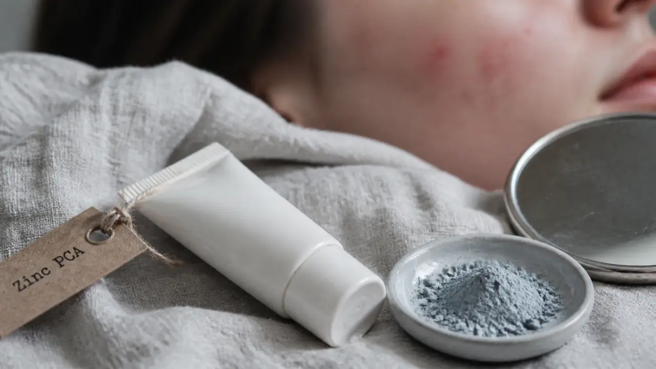 Crème visage zinc PCA sur peau avec rougeurs apaisées et sébum régulé