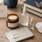 Crème à la vitamine c pour le visage, pot de sérum et taches estompées
