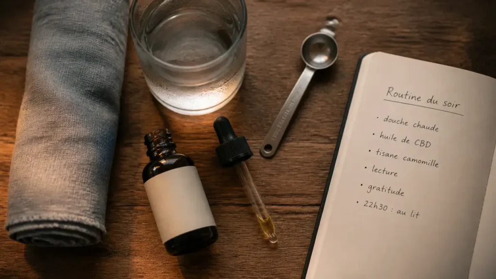 Huile de CBD pour dormir : choisir la bonne formule, la prendre 30 minutes avant le coucher et doser juste