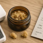 Résine cbd originecbd 0% THC, texture friable en pot