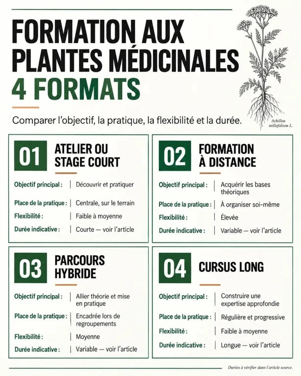 Formation sur les plantes médicinales : formats atelier, à distance, hybride et cursus long