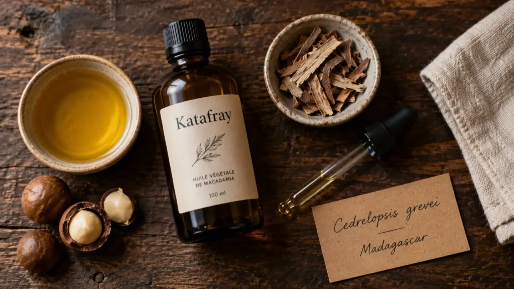 Huile essentielle de Katafray : fatigue, massage dilué et précautions d’emploi